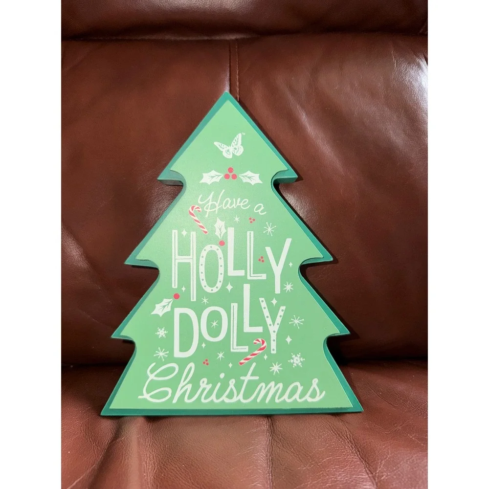 Dolly Parton Holly Dolly Christmas Wood Block Tree Tabletop Decor Sign